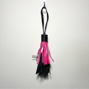 Betsey Johnson Tassel Keychain Bag Charm Pink Black and White